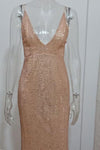 Mermaid Champagne Sequined Party Dress with Open Back