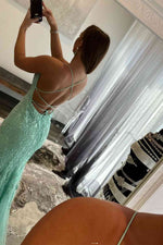 Stunning Blue Lace Appliqus Long Prom Dress