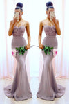 Mermaid Spaghetti Straps Lilac Long Prom Dress with Lace Top