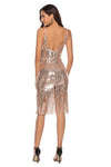 V-Back Tassel Sequins Champagne Party Dress