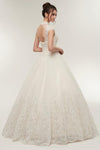 Princess Long High Neck A-line Ivory Wedding Dress with Lace
