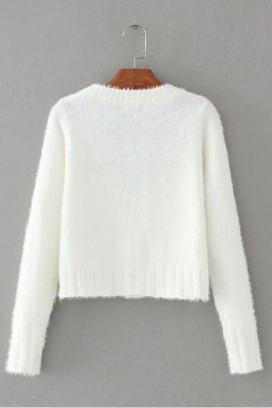Short White Cardigan with Long Sleeves