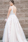 Classic Ivory Long Prom Dress with Lace Appliques
