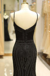 Mermaid Spaghetti Straps Black Long Prom Dress