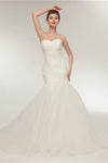Long Lace-Up Sweetheart Mermaid Ivory Wedding Dress with Train
