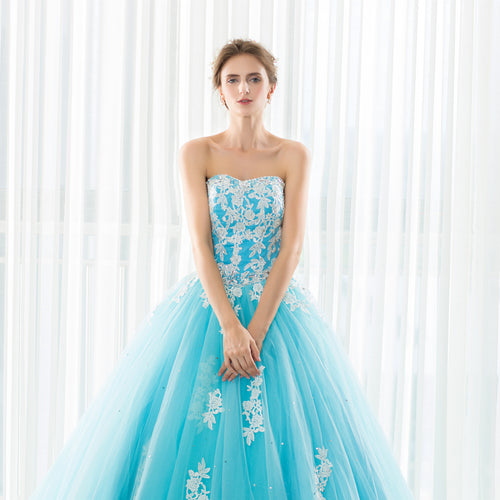 Strapless Lace Up Long Prom Evening Dress