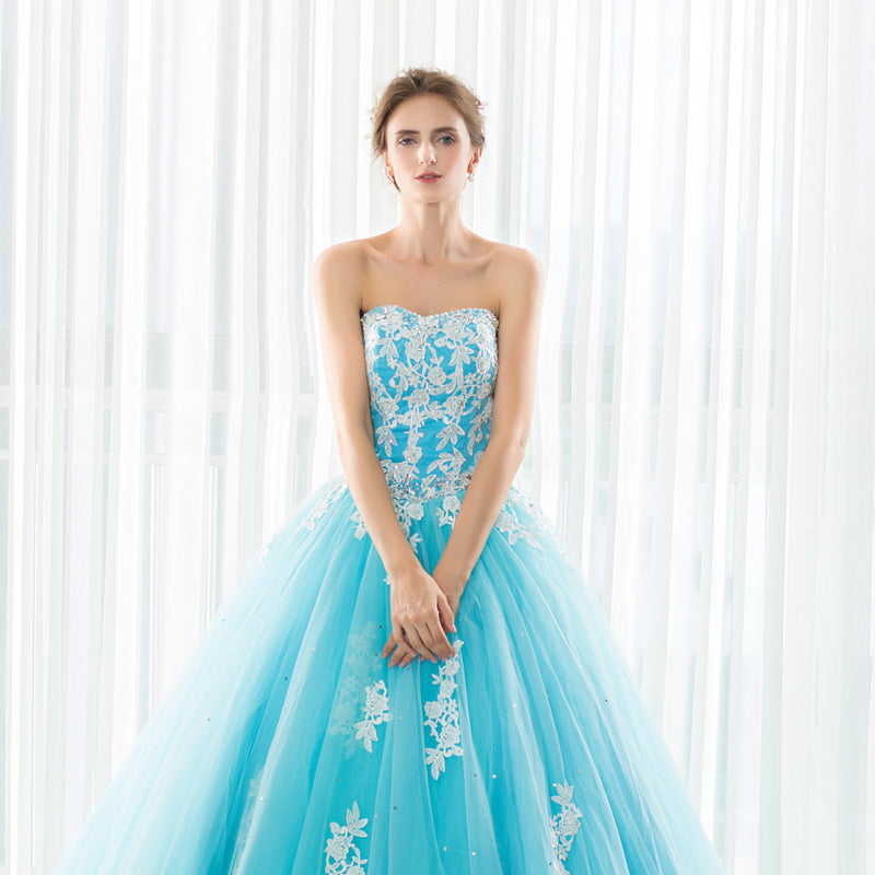 Strapless Lace Up Long Prom Evening Dress