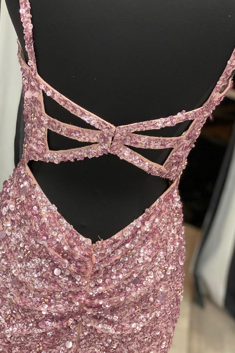 Gorgeous Mermaid V-Neck Pearl Pink Long Prom Dress with Slit FancyVestido Gorgeous Mermaid V-Neck Pearl Pink Long Prom Dress with Slit FancyVestido