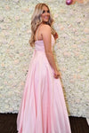 Elegant Pleated A-Line Pink Long Prom Dress