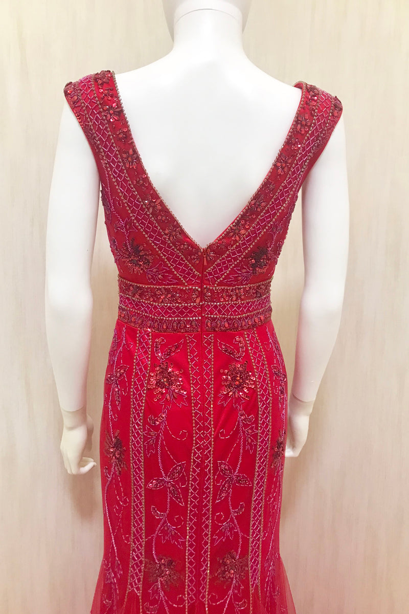 V Neck Beaded Navy Blue Long Prom Dress with Sequins