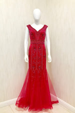 V Neck Beaded Navy Blue Long Prom Dress with Sequins