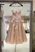 Elegant A-Line Ankle Length Sweetheart Peach Floral Prom Dress