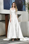 Fast Shipping Princess Half Sleeves White Wedding Dress