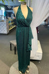 Dark Green Halter Sheath Long Prom Dress