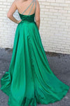 Elegant A-Line One Shoulder Green Long Prom Dress