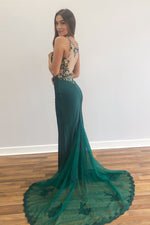 Elegant Beaded Mermaid Red Long Prom Dress with Appliques