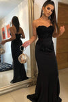 Elegant Sweetheart Mermaid Black Long Prom Dress with Sequins