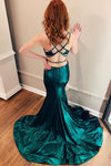 Elegant V Neck Mermaid Teal Long Prom Dress