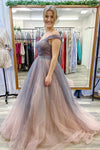 Elegant A-Line Off the Shoulder Ombre Long Prom Dress
