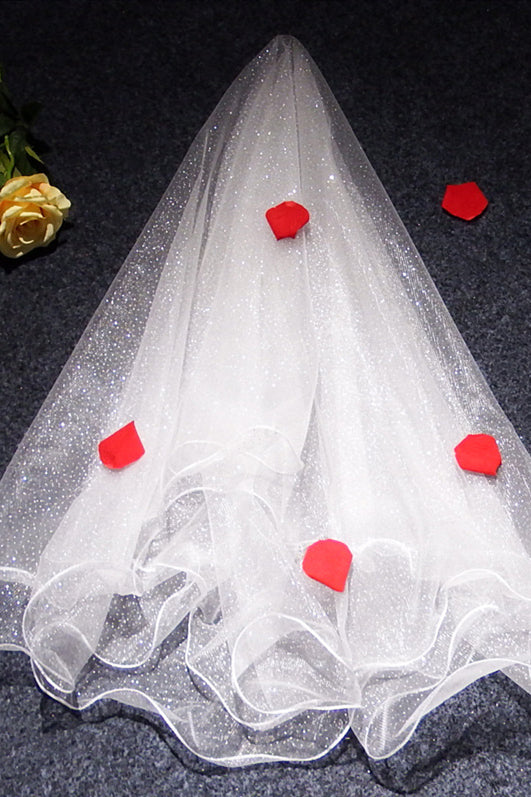 White Glitter Wedding Veil
