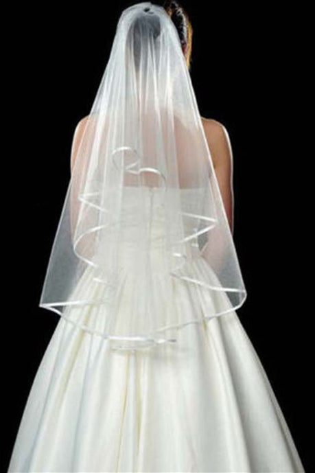 Hot-Selling Double Layered White Bridal Veil with Comb