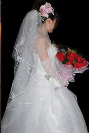 1 1/2 Meters Layered White Bridal Veil