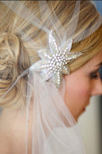 Rhinestones Headdress White Bridal Veil