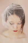 Short White Bridal Veil with Pearls
