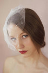 Short White Bridal Veil with Pearls