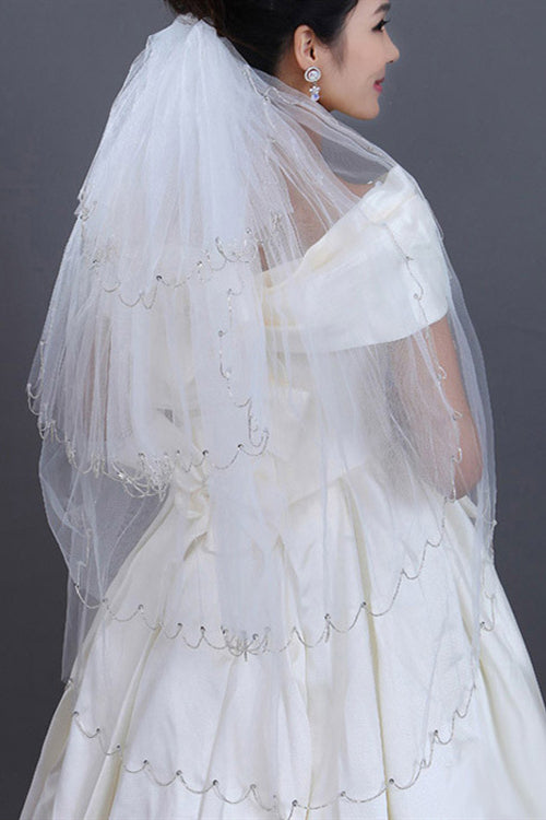 4 Layered Off White Bridal Veil