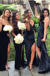 Slit Sweetheart Mermaid Long Black Bridesmaid Dress