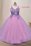 Princess Lace Appliques Dusty Rose Flower Girl Dress with Bow