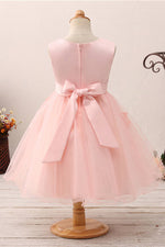 Cute Lace Appliques Toddler Blush Flower Girl Dress with Beads