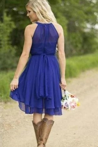 Convertible Short Jewel Royal Blue Chiffon Bridesmaid Dress