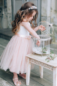 pink dress with white flowers Flower Fairy Fuchsia Multi-Colors Floral Prom Dresses PSK561 US12 / As Picture line gown Tulle Mini Dress with Pink