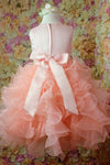 Cascading Ruffles Blush Flower Girl Dress with Belt