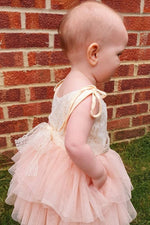 Gold and Pink Toddler Flower Girl Dress with Beads