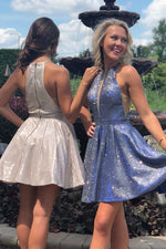 Glitter A-line Sleeveless Satin Homecoming Dress