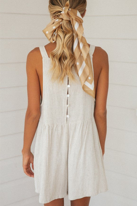 Beige Vest Short Women Romper