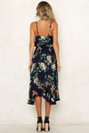 Free Shipping Cowl Neck Asymmetrical Floral Summer Dress