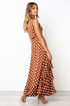 Polka Dot Long Wrapped Summer Dress with Ribbon