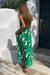 V-Neck Long Wrapped Green Summer Dress