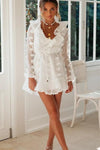 V-Neck Vintage Short White Dress