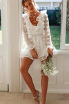 V-Neck Vintage Short White Dress