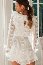 V-Neck Vintage Short White Dress