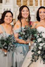Mismatched Mint Green Long Chiffon Bridesmaid Dresses