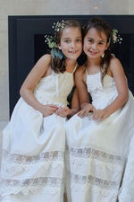 Rustic Lace White Chiffon Flower Girl Dress