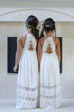 Rustic Lace White Chiffon Flower Girl Dress