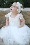 Cute Toddler White Flower Girl Dress with Patched Lace