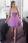 Short Lilac Homecoming Dress with Lace Top